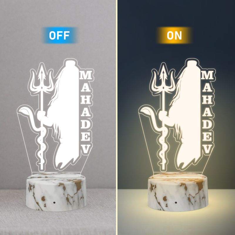 3D Illusion Mahadev text Night lamp with Warm White Led Light Temple, Home, Decor Lamp  Gift for Festival